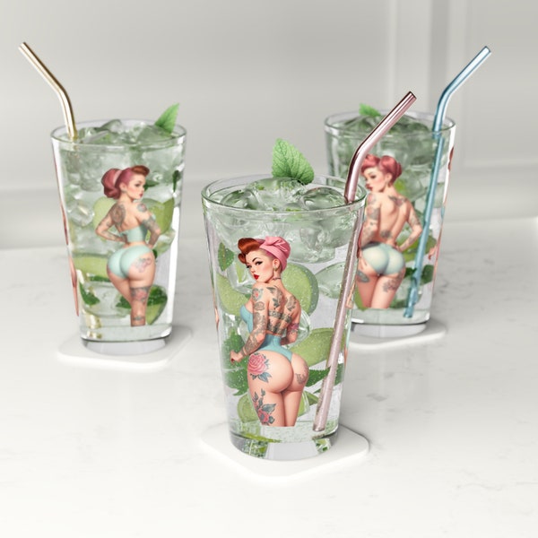 Vintage Style Pinup Pint Glass