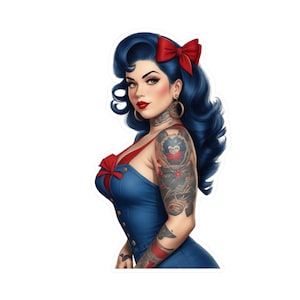 Vintage Tattooed Pinup Vinyl Decal, Mechanic Decal, Toolbox Decal