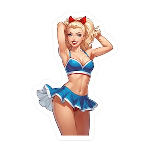 Sexy Cheerleader Pinup Vinyl Decal, Mechanic Decal, Toolbox Decal, Journal Decal