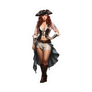 Sexy Pirate Queen Vinyl Decal, Fantasy Decal Sticker, Toolbox Decal, Journal Decal, Laptop Decal, Water Bottle Sticker, Car Decal