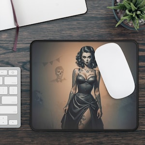 Zombie Tattooed Pinup Mouse Pad, Gaming Mouse Pad, Sexy Mouse Pad,Zombie Witch