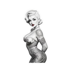 Vintage Tattooed Pinup Vinyl Decal, Mechanic Decal, Toolbox Decal