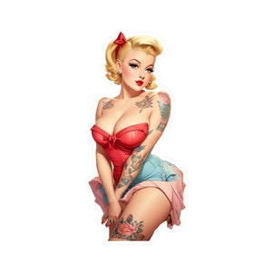 Vintage Tattooed Pinup Vinyl Decal, Mechanic Decal, Toolbox Decal