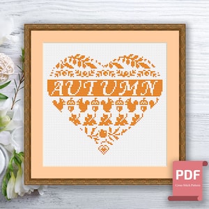 Autumn Heart Cross Stitch Pattern | Seasons Cross Stitch Pattern | Autumn Patterns | Modern Cross Stitch Pattern | Download PDF #ssn053