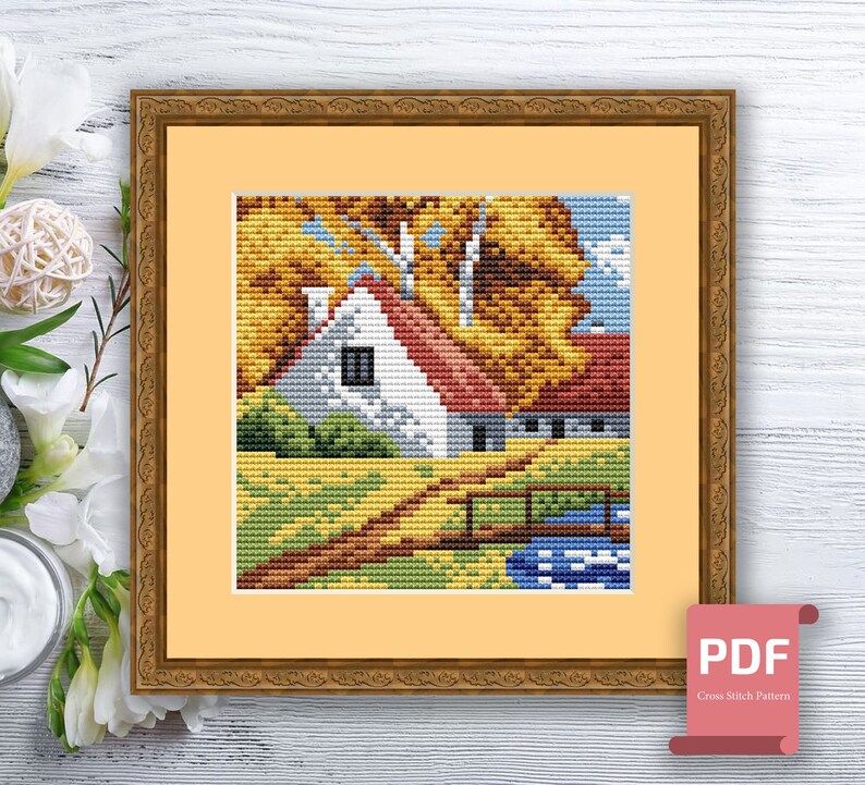 Set of 4 Seasons Landscape Cross Stitch Pattern Seasons - Etsy