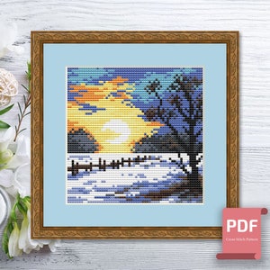 Winter Landscape Cross Stitch Pattern | Seasons Cross Stitch Pattern | Winter Patterns | Four Seasons Cross Stitch | Download PDF #ssn189