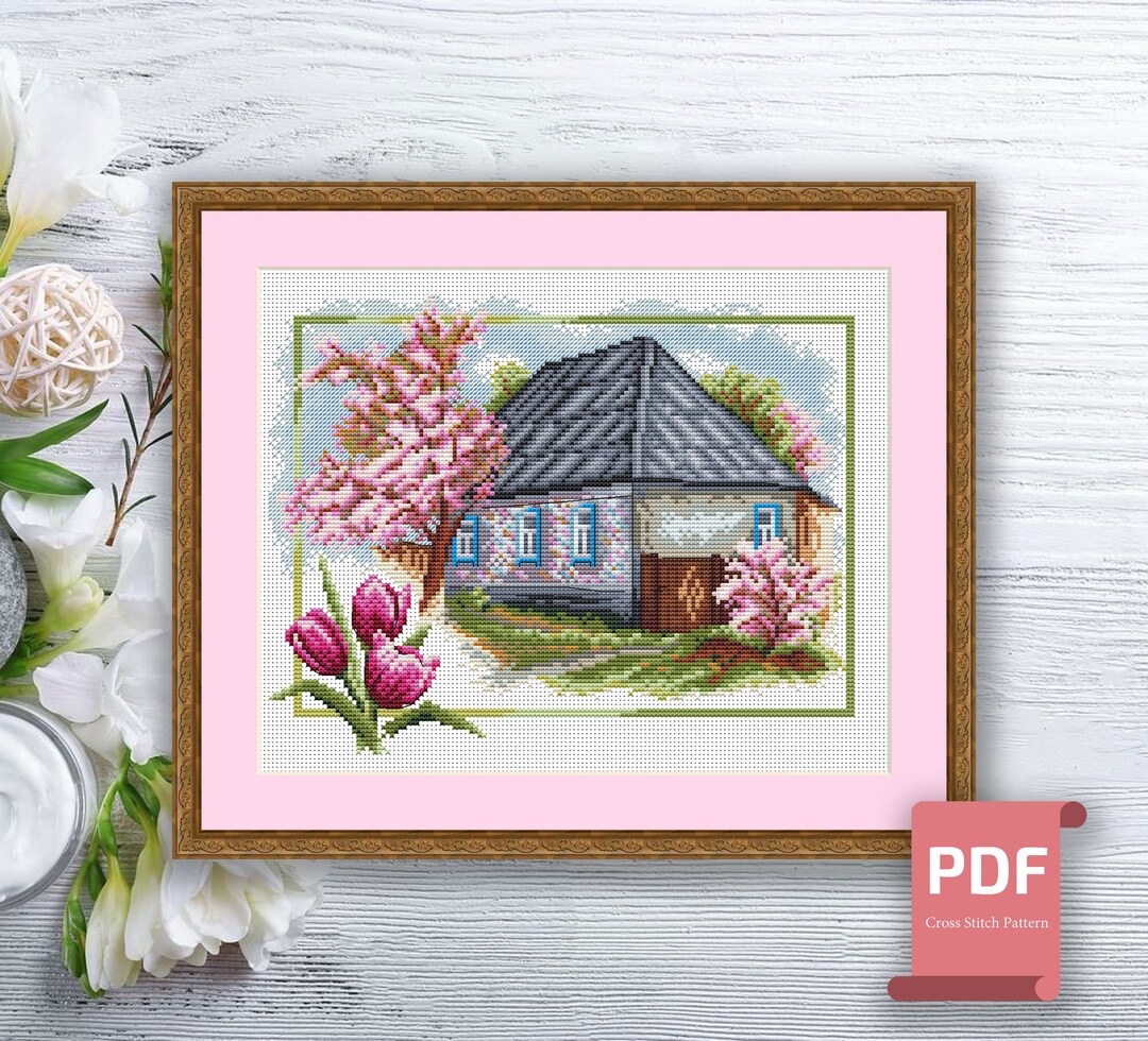 Spring Landscape Cross Stitch Pattern | Seasons Cross Stitch Pattern ...