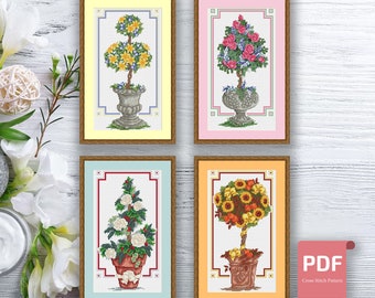 Set of 4 Seasons Cross Stitch Pattern Seasons Cross Stitch Pattern Four ...