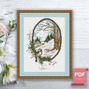 Winter Landscape Cross Stitch Pattern | Seasons Cross Stitch Pattern | Winter Patterns | Four Seasons Cross Stitch Pattern  #ssn294