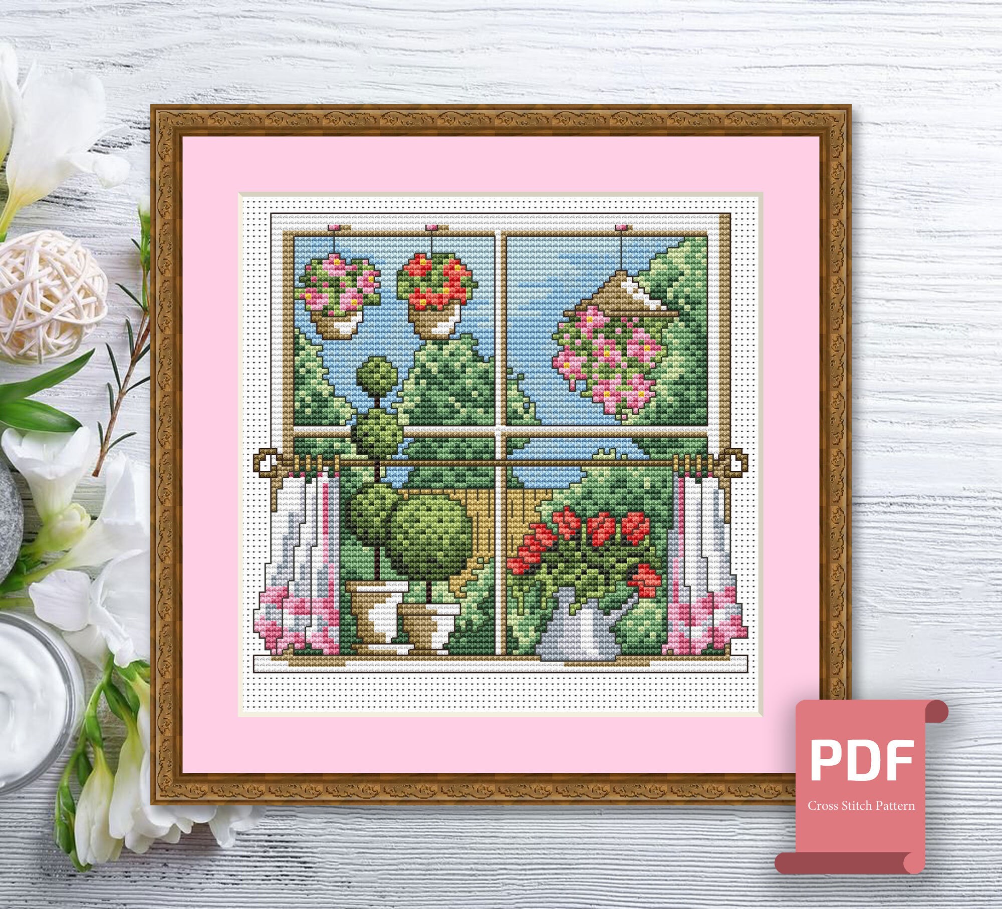 Set of 4 Seasons Cross Stitch Pattern Autumn Cross Stitch Summer Cross