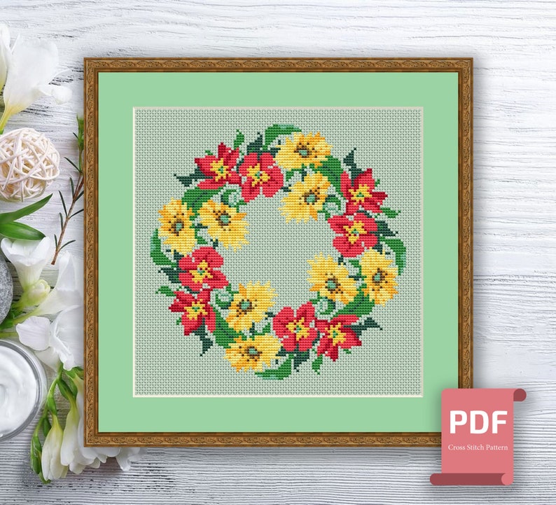 Summer Wreath Cross Stitch Pattern Seasons Cross Stitch Etsy