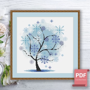Set of 4 Seasons Trees Cross Stitch Pattern | Tree Four Seasons Cross ...