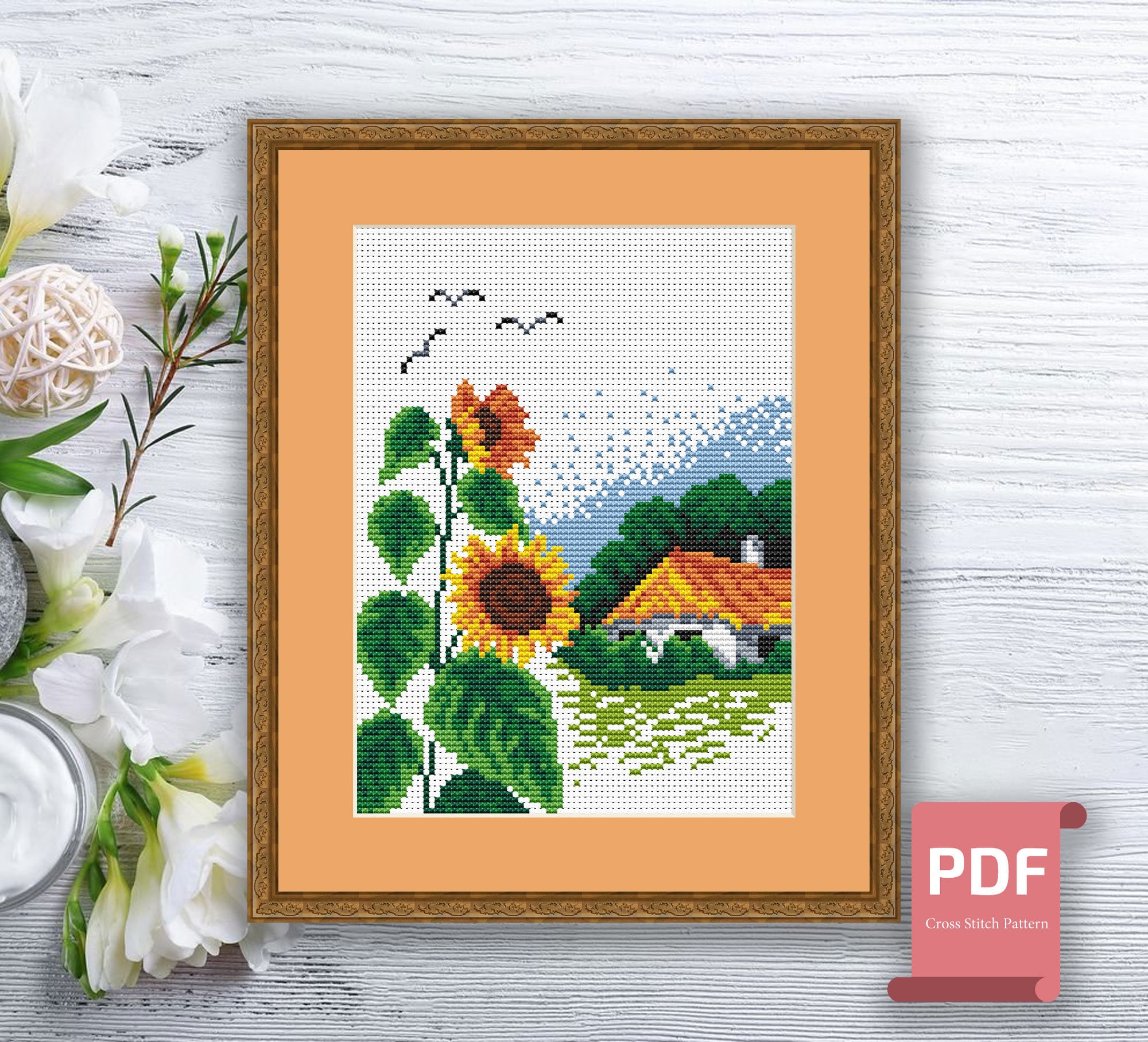 Set of 4 Seasons Cross Stitch Pattern Autumn Cross Stitch Summer Cross