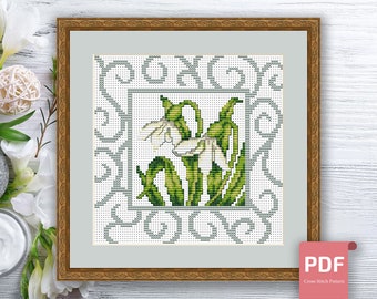 Snowdrops Cross Stitch Pattern | Flowers Cross Stitch Pattern | Snowdrops xStitch | Modern xStitch | Download PDF #flc014