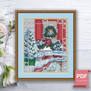 Winter Window Cross Stitch Pattern | Seasons Cross Stitch Pattern | Winter Cross Stitch | Modern Cross Stitch Pattern | Download PDF #ssn301