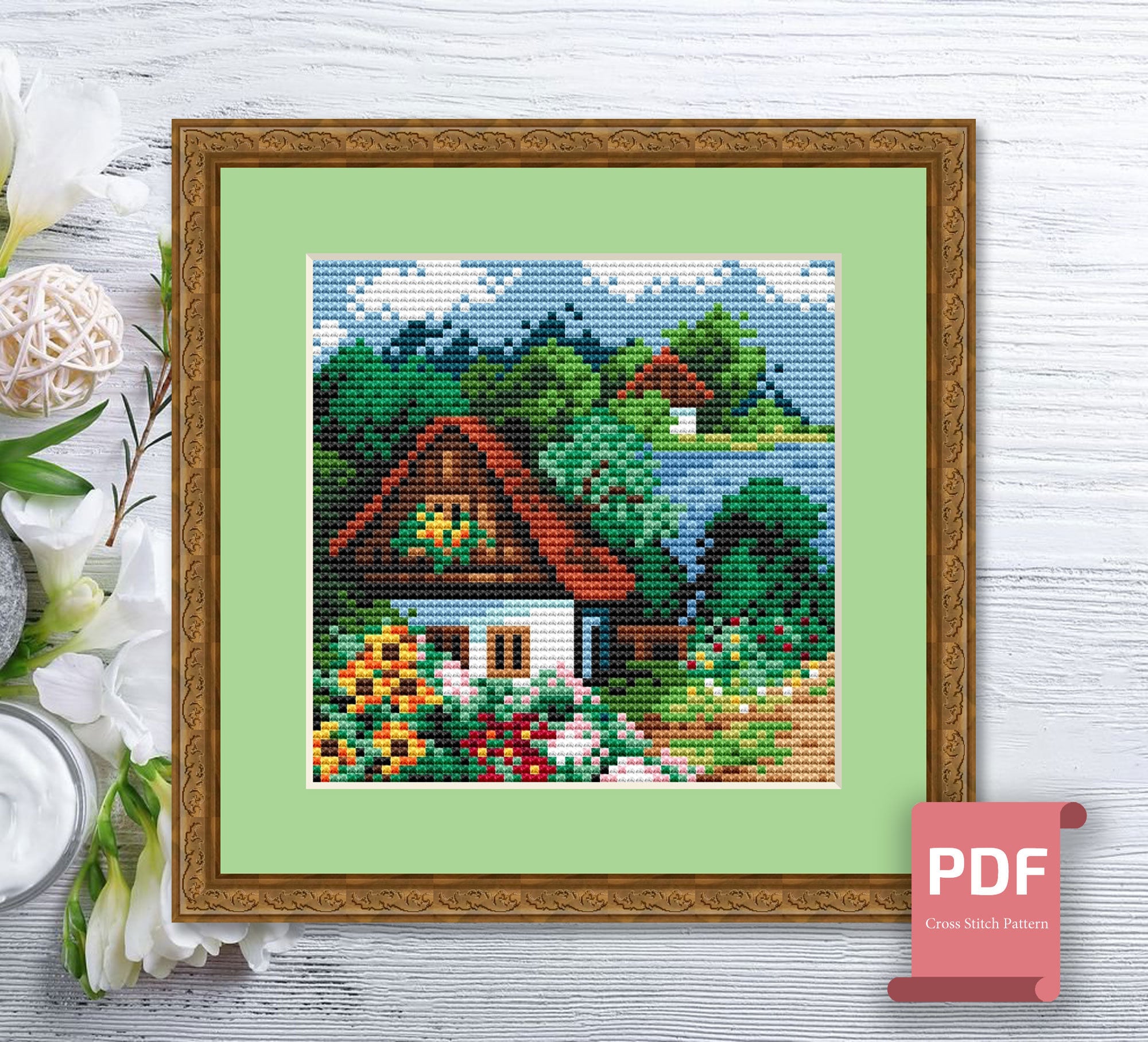 Set of 4 Seasons Landscape Cross Stitch Pattern | Seasons Cross Stitch ...