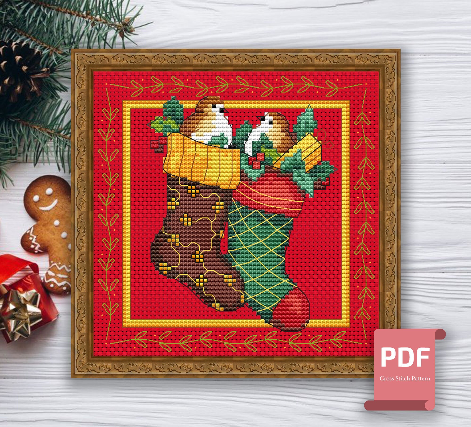 クリスマスオーナメントのクロスステッチパターン | メリークリスマス