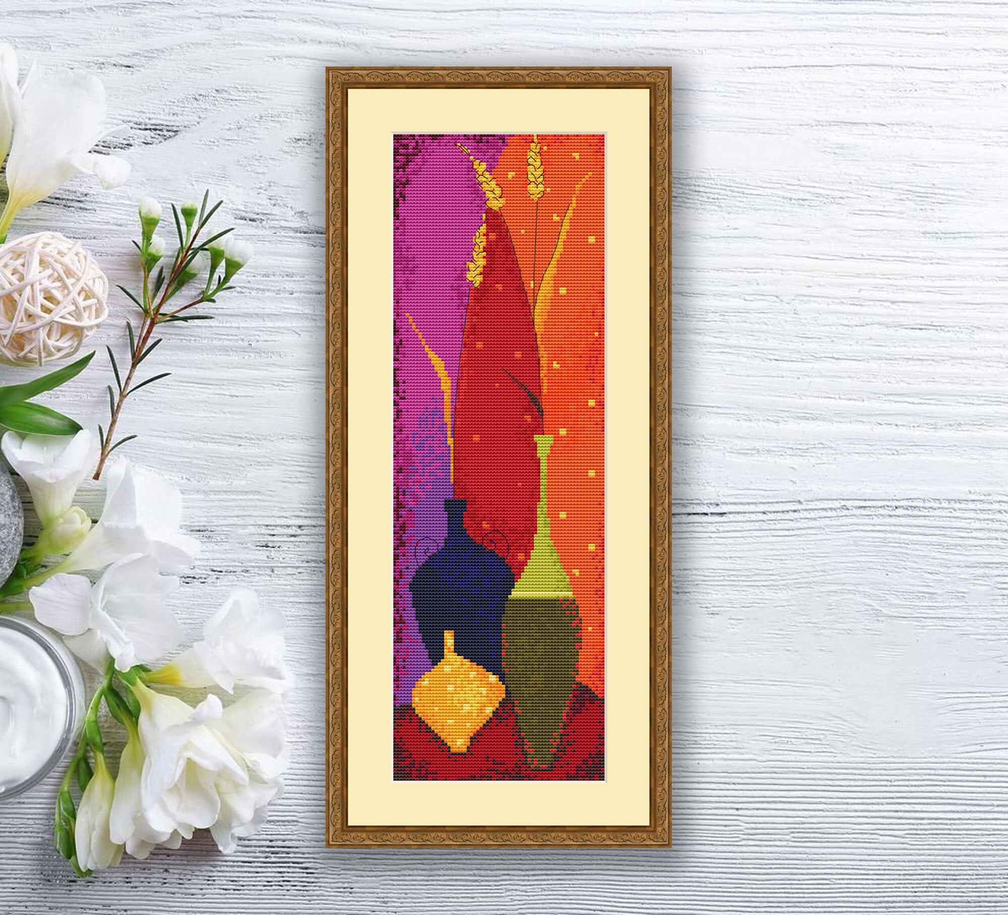 Set of Abstract Cross Stitch Pattern | Abstract Sunflowers | Abstract ...