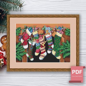 Christmas Stockings Cross Stitch Pattern | Merry Christmas Cross Stitch | Holiday Cross Stitch | Christmas Pattern | Download PDF #chr028
