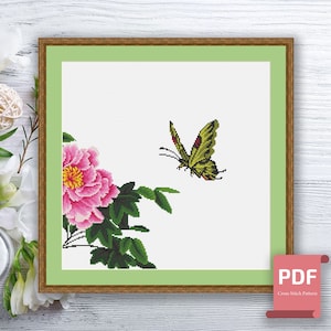 Peonies Cross Stitch Pattern | Flowers Cross Stitch Pattern | Peonies Pattern | Peonies xStitch | Modern Cross Stitch | Download PDF #flc008