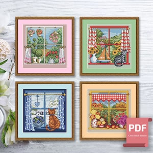 Set of 4 Seasons Cross Stitch Pattern | Autumn Cross Stitch | Summer Cross Stitch | Four Seasons Cross Stitch Pattern #ssn170