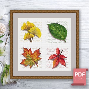 Leaves Four Seasons Cross Stitch Pattern | Tree Four Seasons Pattern | Modern Cross Stitch Pattern | Download PDF #ssn219