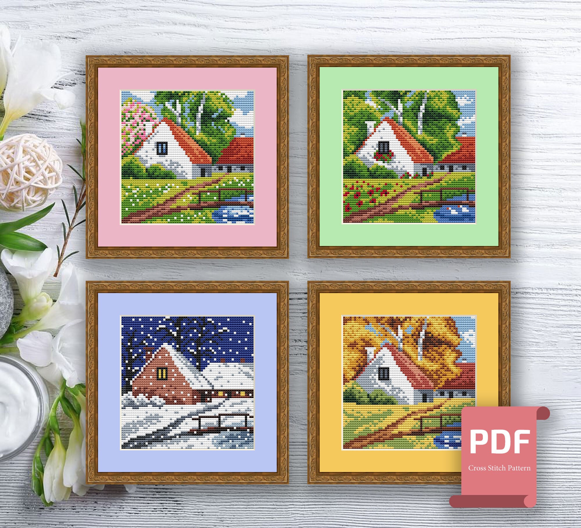 Spring Landscape Cross Stitch Pattern Seasons Cross Stitch - Etsy