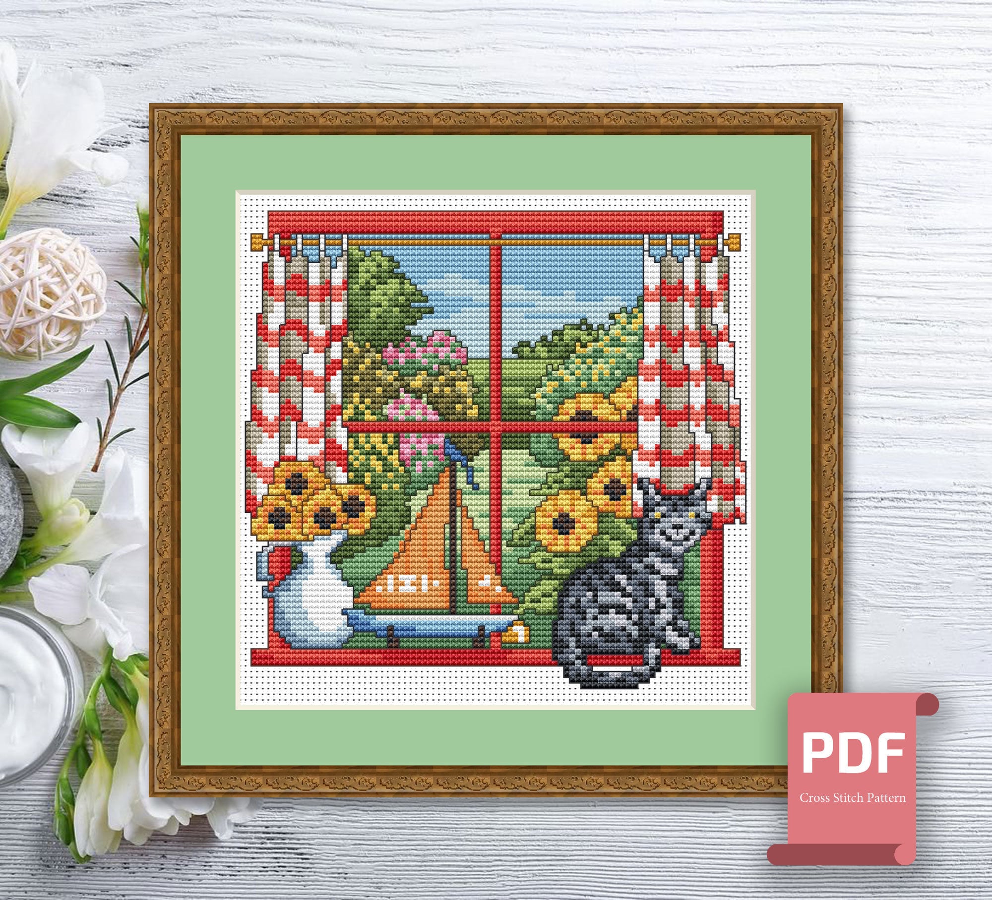 Set of 4 Seasons Cross Stitch Pattern Autumn Cross Stitch Summer Cross