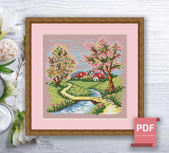 Four Season Spring Cross Stitch Pattern, Counted Cross