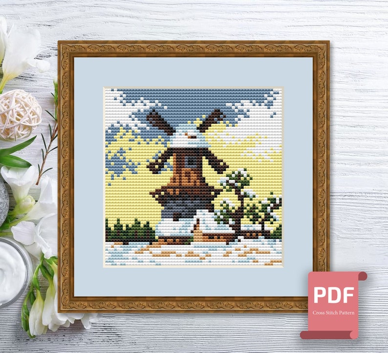 Set of 4 Seasons Windmills Cross Stitch Pattern Seasons Cross Stitch