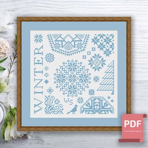 Set of 4 Seasons Cross Stitch Pattern | Autumn Cross Stitch | Summer ...