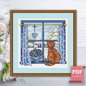Winter Window Cross Stitch Pattern | Seasons Cross Stitch Pattern | Winter Cross Stitch | Four Seasons Cross Stitch Pattern #ssn169