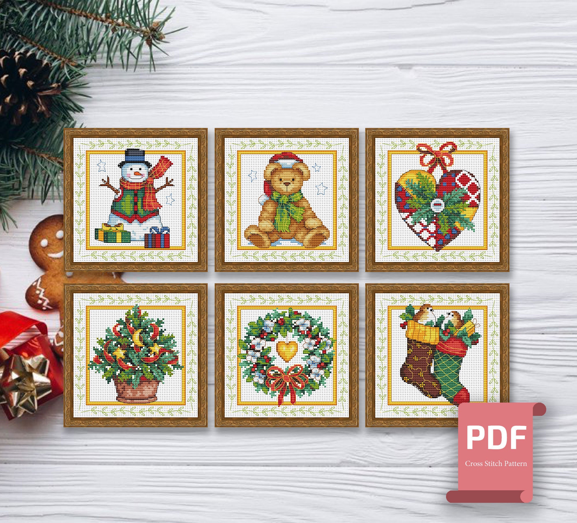 クリスマスオーナメントのクロスステッチパターン | メリークリスマス