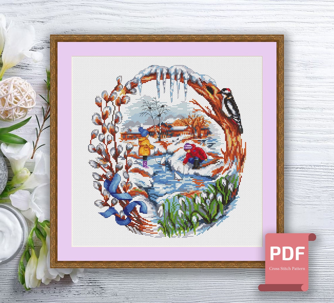 Set of 4 Seasons Cross Stitch Pattern Seasons Cross Stitch Etsy