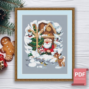 Merry Christmas Cross Stitch Pattern | Christmas Cross Stitch | Santa Claus Cross Stitch | Christmas Pattern | Download PDF #chr001
