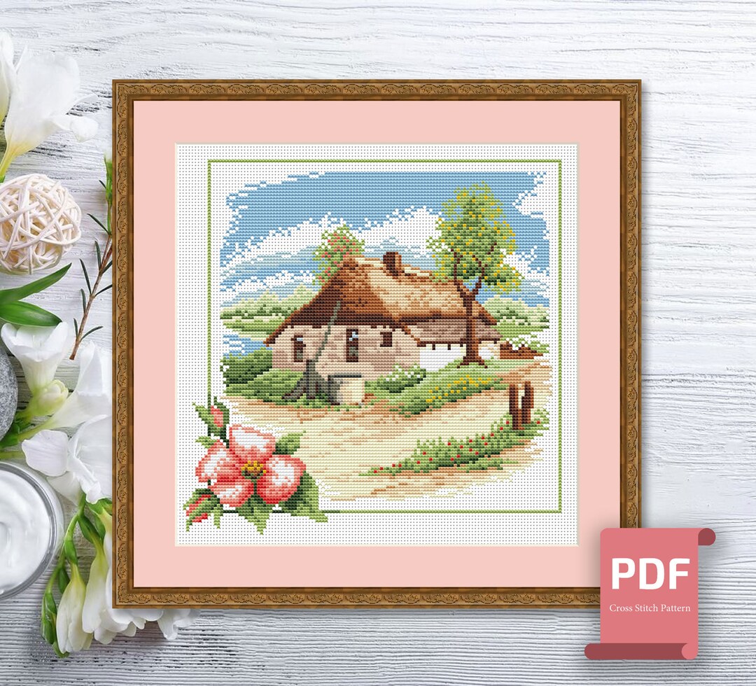 Spring Landscape Cross Stitch Pattern | Seasons Cross Stitch Pattern ...