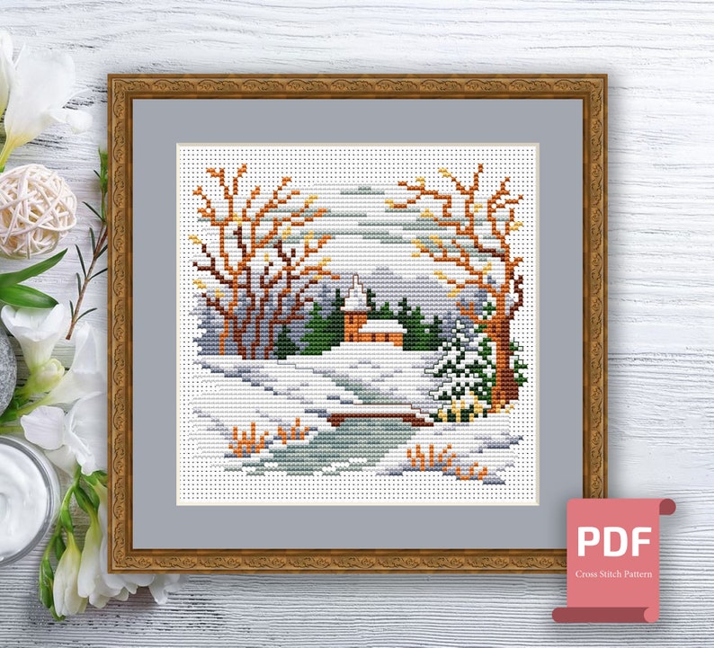 Set of 4 Seasons Landscape Cross Stitch Pattern | Seasons Cross Stitch ...
