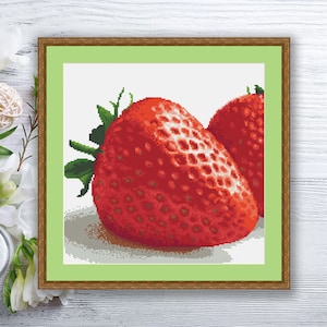 Strawberry Cross Stitch Pattern | Kitchen Cross Stitch Pattern | Strawberry xStitch | Modern Cross Stitch | Download PDF #ktc002