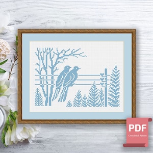 Winter Birds Cross Stitch Pattern | Seasons Cross Stitch Pattern | Winter Patterns | Modern Cross Stitch Pattern | Download PDF #ssn079