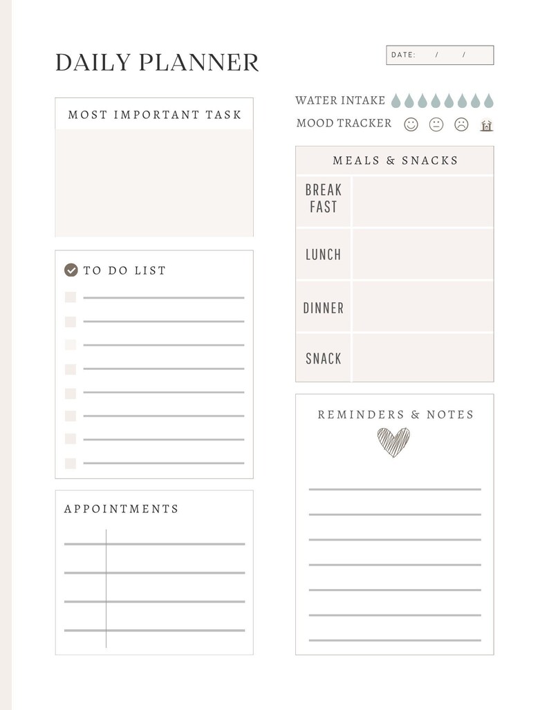 Daily Planner, Instant Download, to Do List, Printable Planner - Etsy