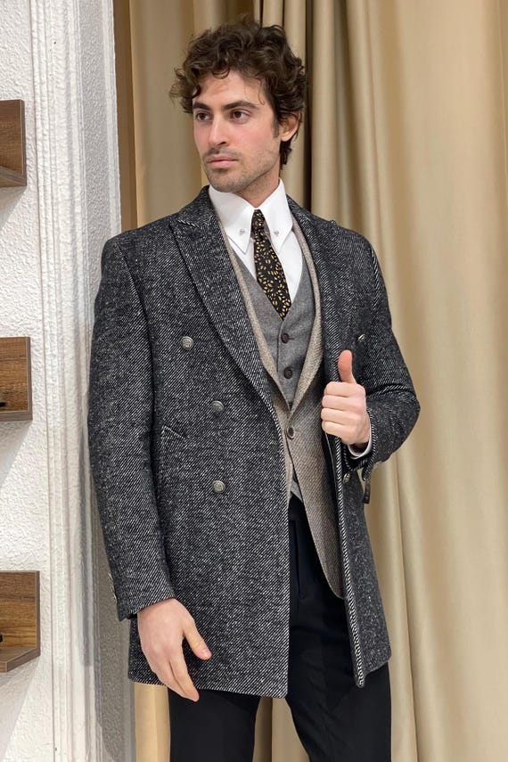 Mens wool coats slim fit online