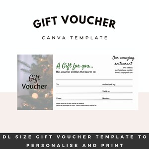 Gift Voucher Template, Fully Editable Canva Gift Certificate, Restaurant Voucher, Shop Voucher, Business Gift Voucher