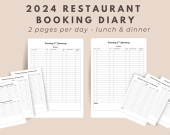 Restaurantboekingsdagboek 2024, Restaurantreserveringsblad, A4 Reserveringsdagboek, Tafelboekingslogboek, Klantboekingsformulier