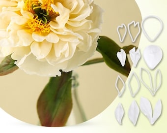 Peony silicone veiner and plastic cutter, floral silicone mold for polymer clay, fondant, clay flower,  cake decorating