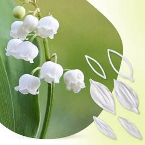 Lily of the valley silicone veiner and 3D printed cutter, Floral Silicone Mold for polymer/resin Clay and fondant cake, clay flower