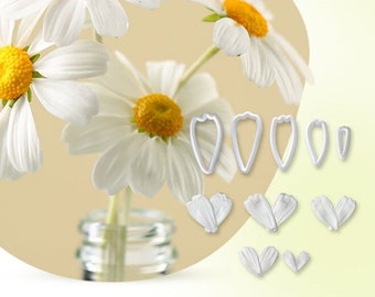 Daisy silicone veiner and 3D printed cutter, floral silicone mold for polymer/resin clay and fondant, clay flower, cake decorating