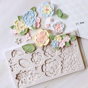 Roses and Cherry Blossoms silicone mold set - polymer clay mold, fondant mold, candle mold, home decor, soap making