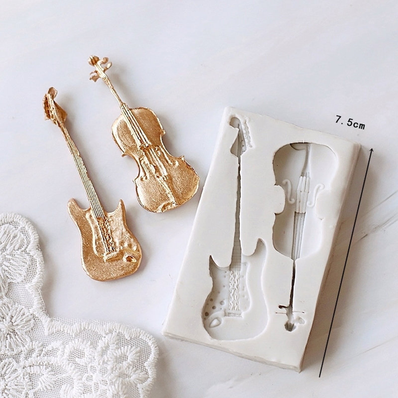 Vintage Guitar, Violin, Musical Instrument, Note Silicone Mold ...