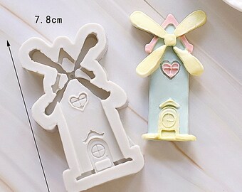 Molino de viento, cabina, escalera, molde de silicona para puerta de madera, molde de arcilla polimérica, molde para fondant, molde para velas, decoración del hogar, fabricación de jabón, decoración de pasteles