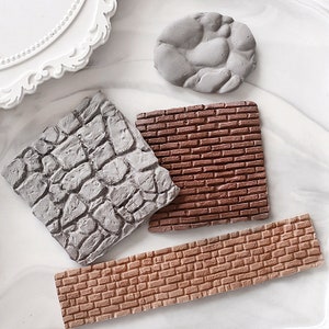 Brick walls, soil, and stone patterns silicone mold, polymer clay mold, fondant mold, candle mold, home decor, soap making, cake decorating